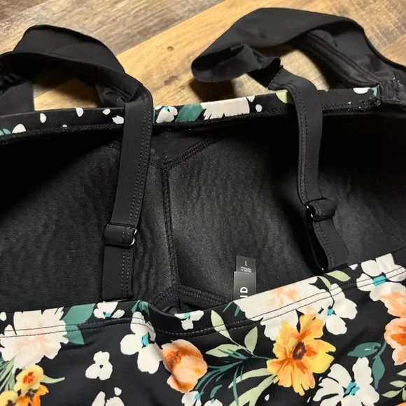 torrid Black Floral One-Piece Swimsuit with Yellow & Teal Blooms - Picture 11 of 11